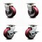 Service Caster 4 Inch Poly on Aluminum Swivel Caster Set with Roller Bearings 2 Brakes SCC SCC-20S420-PAR-2-TLB-2 - alternate 3